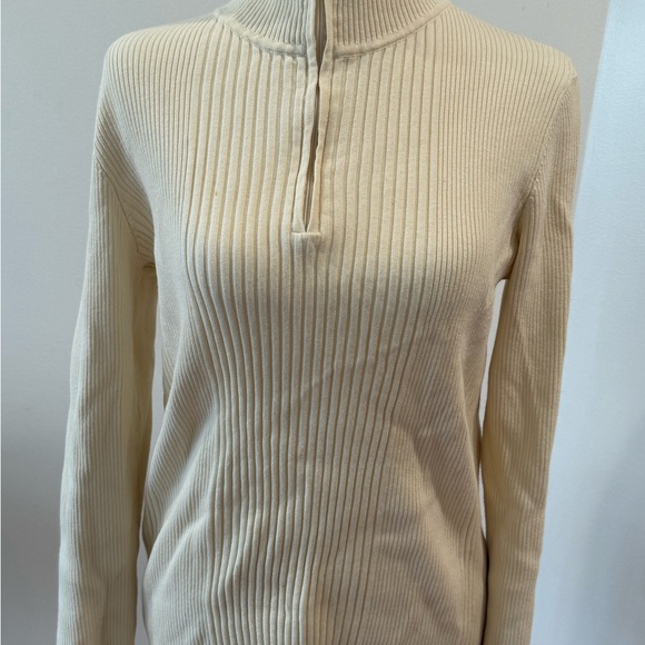 Beige/Cream Ribbed Turtleneck Sweater - Jones New York - Picture 3 of 8